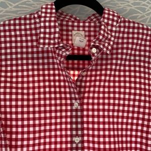 J Crew red and white gingham shirt